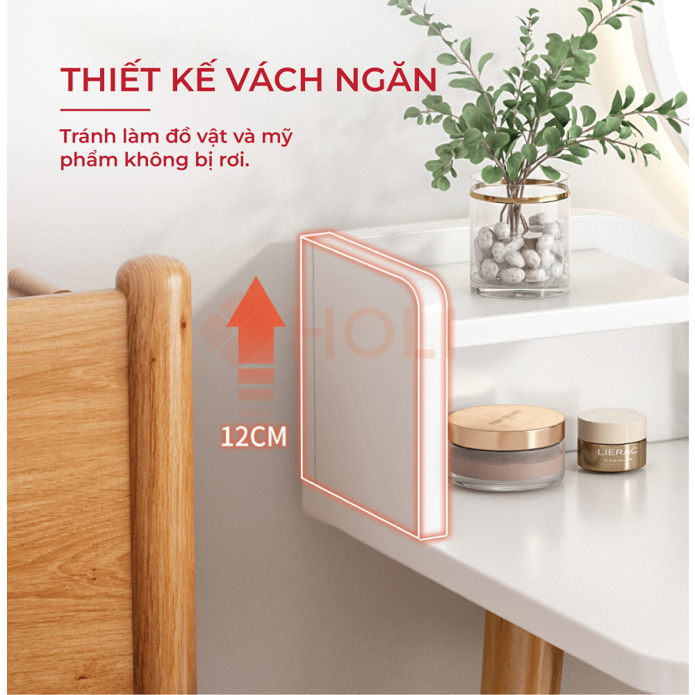 Bàn trang điểm HOLI có gương LED cảm ứng AK11 Kích thước 80x50cm Chân cao 75cm, Có kệ và ngăn kéo tiện lợi | BigBuy360 - bigbuy360.vn