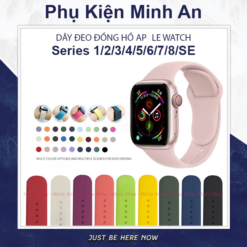Dây Đeo Đồng Hồ AW Series 8 7 6 5 4 3 2 1 SE iWatch Cao Su Chống Bẩn Silicon Mềm Thời Trang Pastel Nhiều Màu