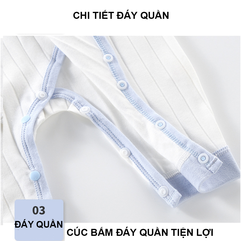 Áo liền quần bé sơ sinh Body dài tay thun cotton Quảng Châu cho bé trai bé gái hàng xuất Hàn SLT29