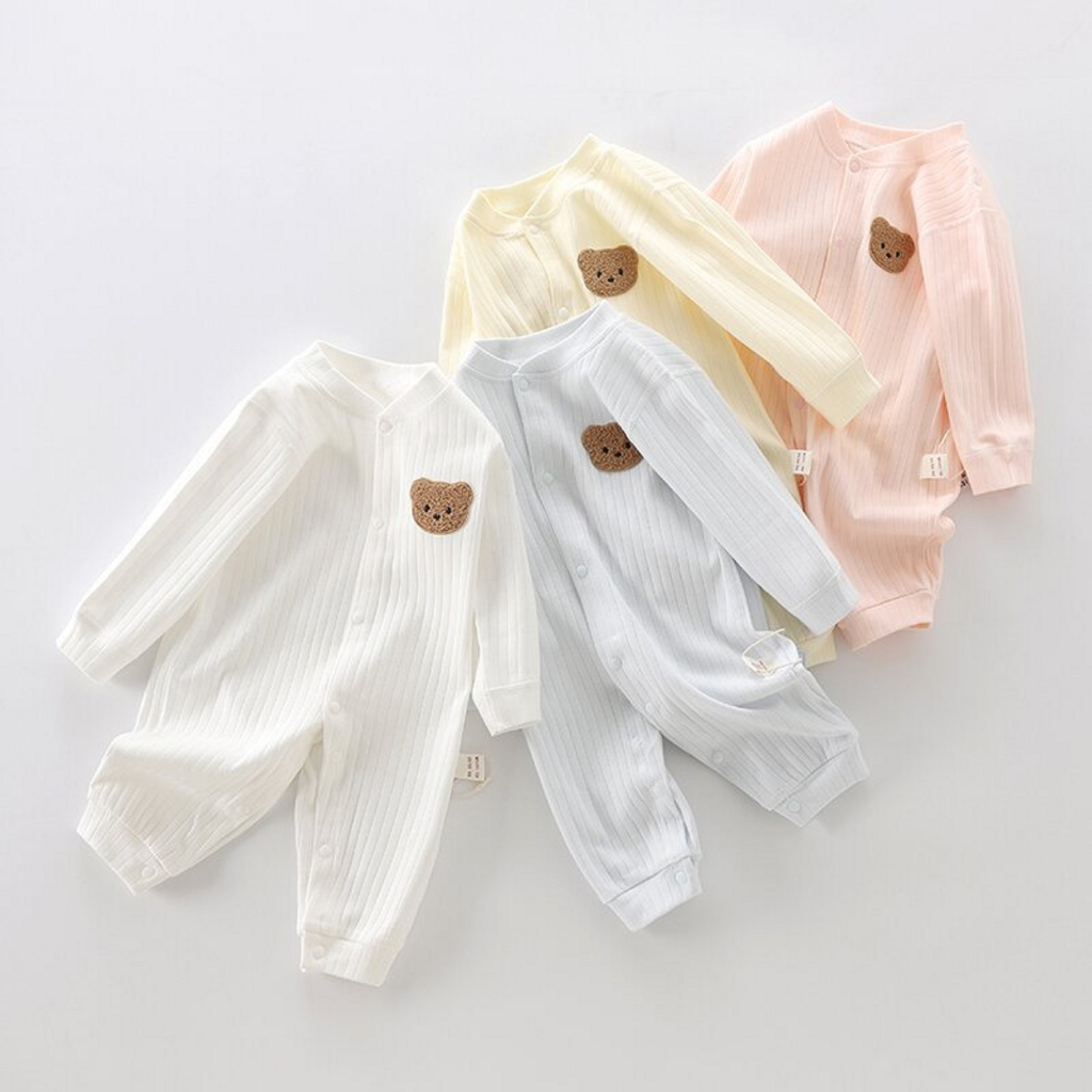 Bodysuit áo liền quần Body dài tay thun cotton Quảng Châu cho bé trai bé gái hàng xuất Hàn SLT30