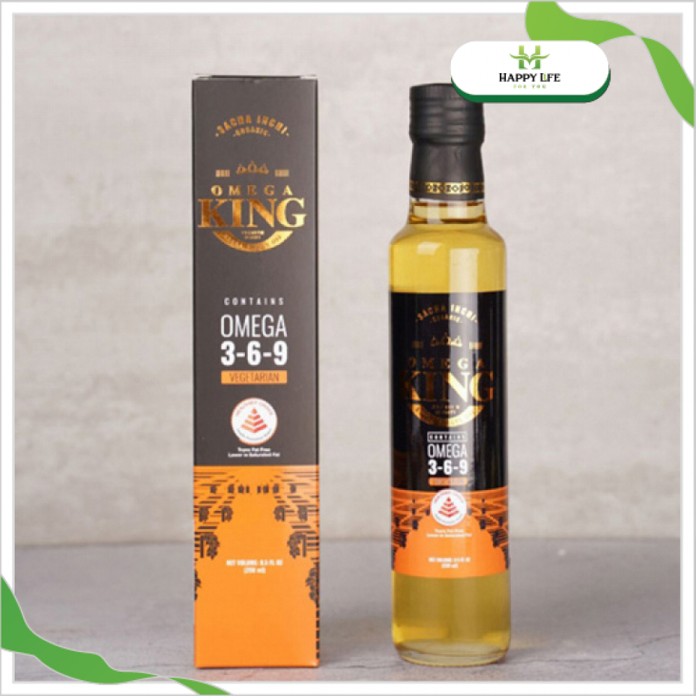 Dầu Sachi nguyên chất, dầu Sacha Inchi ép lạnh OMEGA KING 250ml, cung cấp omega 369 chuẩn Organic - Happy Life 4U