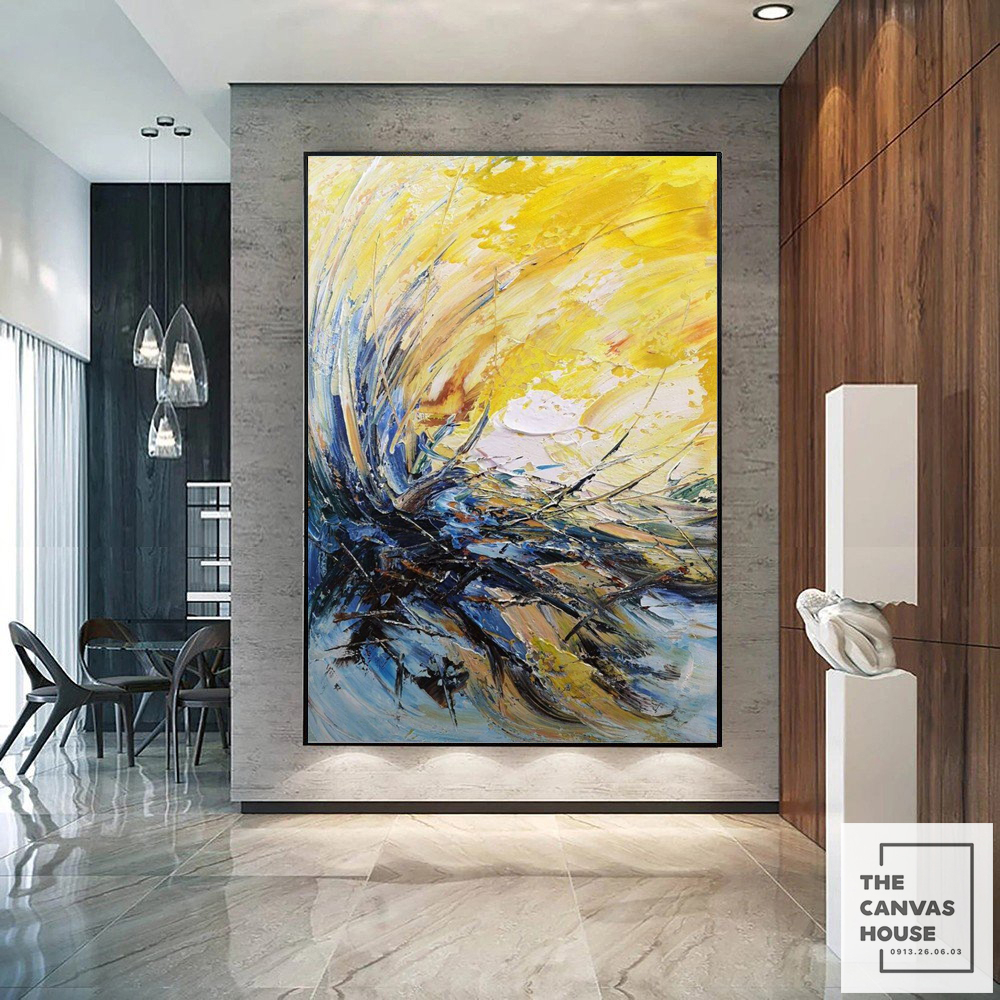 Tranh in Canvas Trừu Tượng Mảng Màu (Hình thật tại xưởng - Đã có khung, móc, đinh treo) - The Canvas House