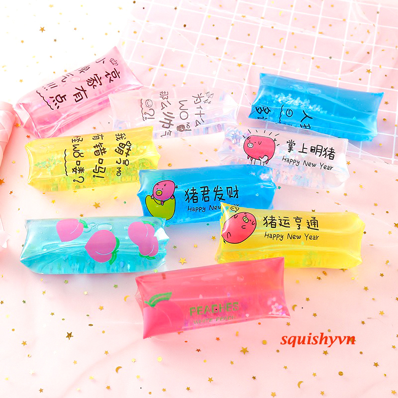 Đồ chơi TÚI TRƯỢT dải kim tuyến Squishy Gudetama trơn tuồn tuột trượt đố anh bắt được em bóp vui giải tỏa căng thẳng