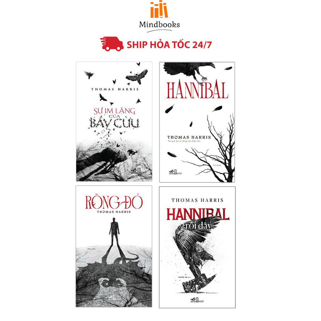 Sách - Combo Sự im lặng của bầy cừu + Hannibal + Rồng Đỏ + Hannibal Trỗi Dậy (Thomas Harris)