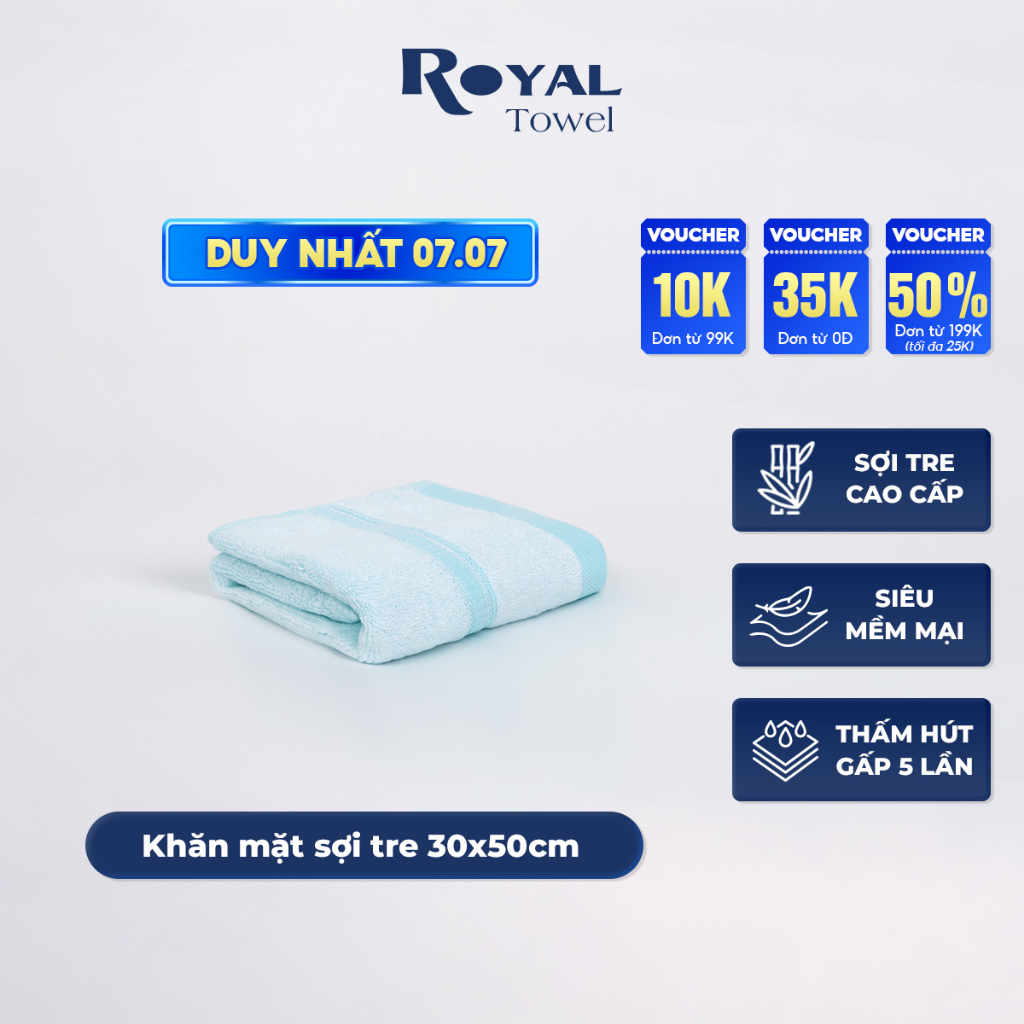 Khăn mặt sợi tre Royal Towel 30x50cm thấm hút tốt, không đổ lông, không ra màu