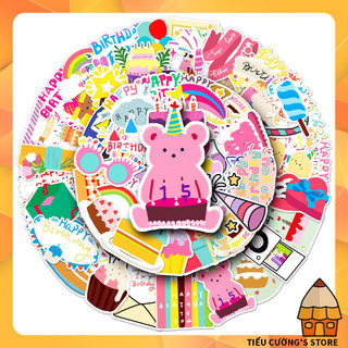 Set 10/20 hình dán Sinh Nhật 🍰 🎂 Sticker cute trang trí xe, laptop, nón bảo hiểm