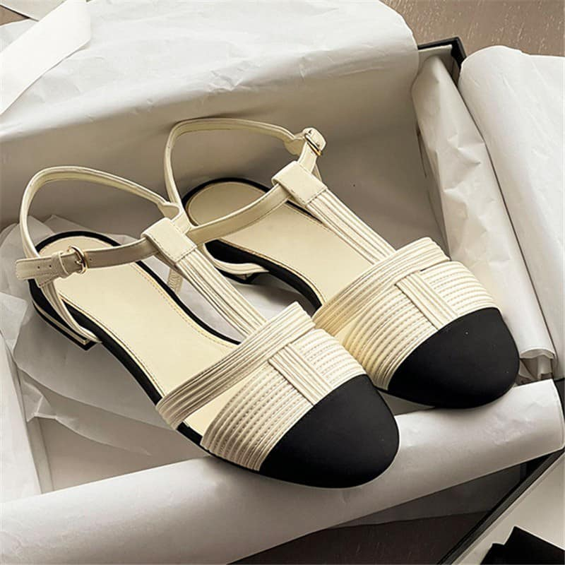Giày dép nữ xăng đan đế bằng nữ chị HNH đế thấp dễ đi dễ phối đồ HCOM03