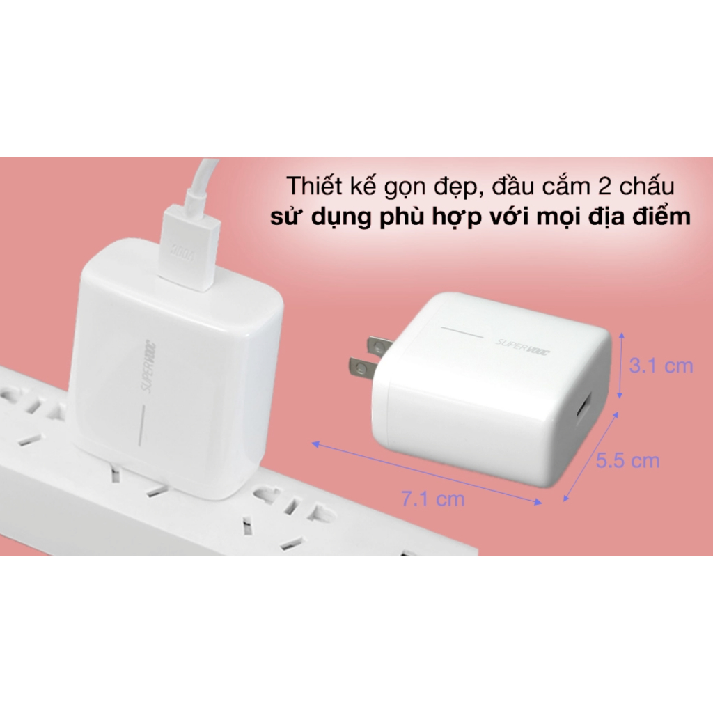 Bộ sạc nhanh OPPO SuperVooc 65W zin hàng chính hãng Bảo hành 12 tháng Sạc siêu nhanh