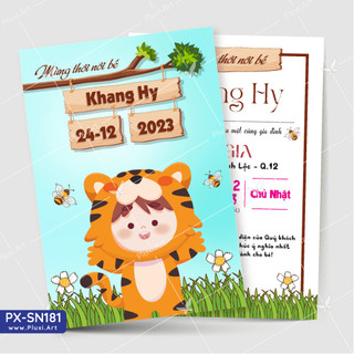 Thiệp thôi nôi – sinh nhật Pluxi bé Trai tuổi Dần - Cọp | Thiệp Pluxi |  PX_SN181