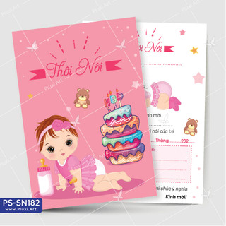 Thiệp thôi nôi – sinh nhật bé gái | thiệp pluxi | ps_sn182