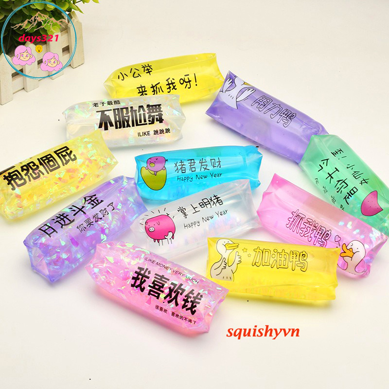 GUDETAMA Túi trượt bắt không dính họa tiết sao, hoa quả,in hoạt hình- squishy mochi slime