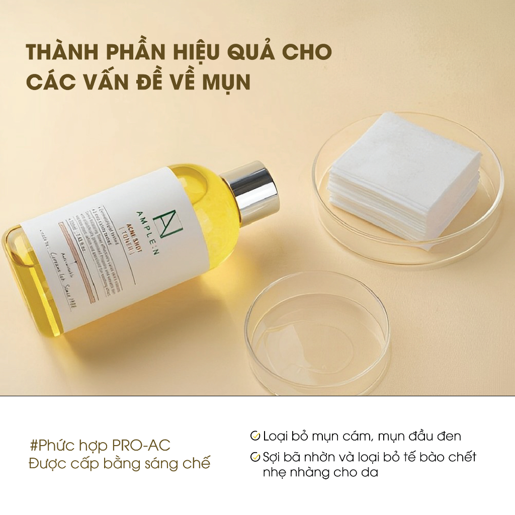 Toner Cho Da Mụn Và Nhạy Cảm AMPLE:N Acne Shot Toner 220ml