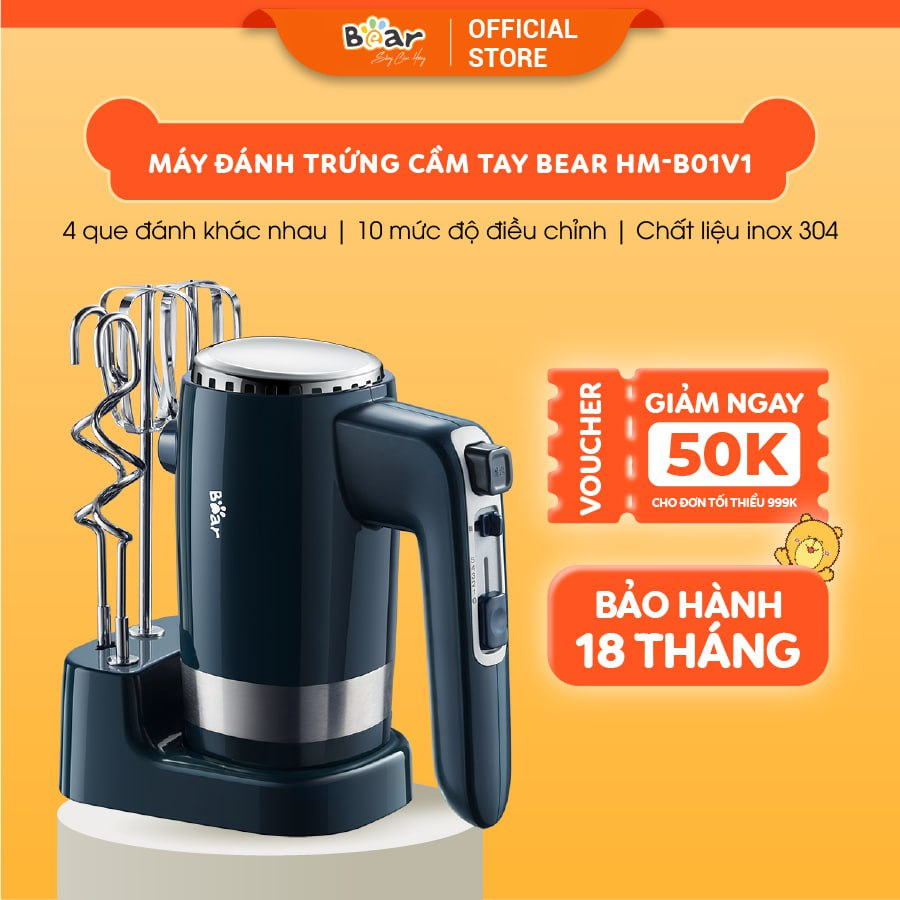 Máy Đánh Trứng Nhào Bột Cầm Tay Bear Công Suất Lớn Làm Bánh Bao, Làm Bánh Kem - HM-B01V1