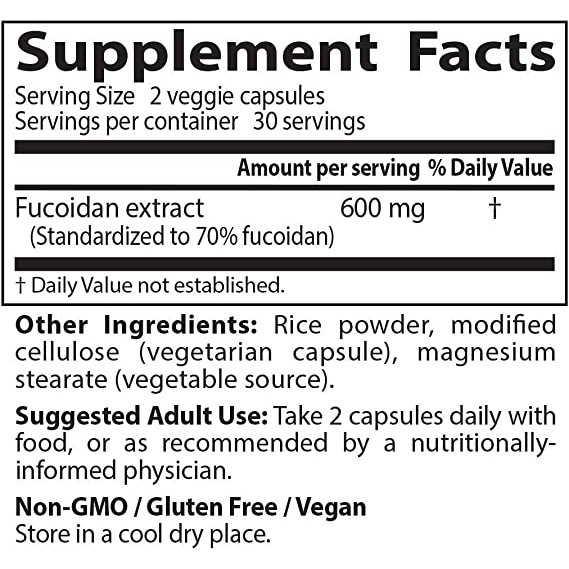 Doctor's Best Fucoidan 70% 300mg viên uống tăng cường sức khỏe, ngừa ung thư 60 viên