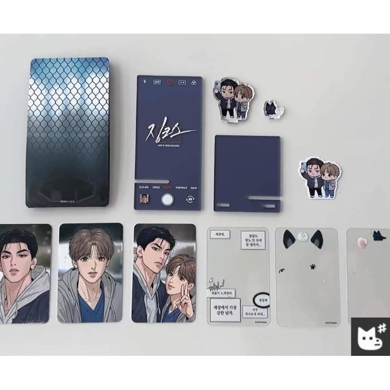 Standee tượng đứng và card bo góc của truyện manhwa Jinx hàng chính hãng Lezhin