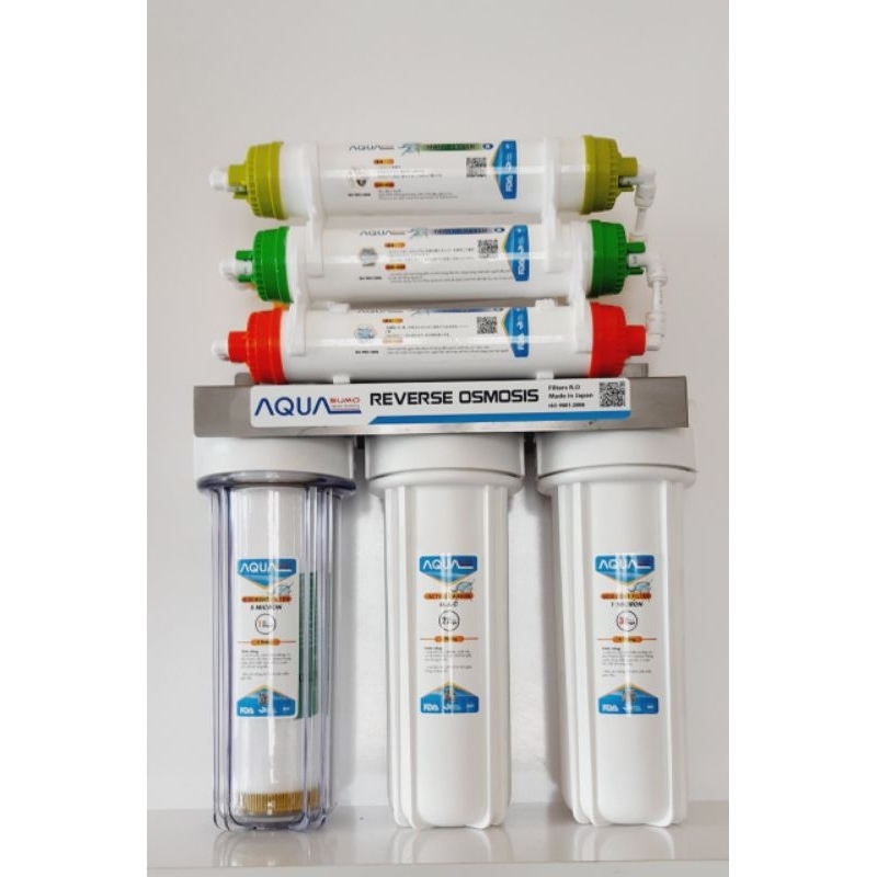 Bộ lọc nano aquasumo  8 cấp, không dùng điện, không nước thải, ly organic, vòi, lõi, van cấp, dây đầy đủ