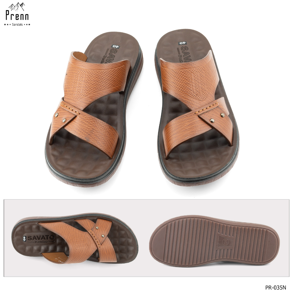 Dép da nam tuổi trung niên 100% da thật cao cấp, Đế cao su đúc gầm kếp chống trơn siêu bền đẹp