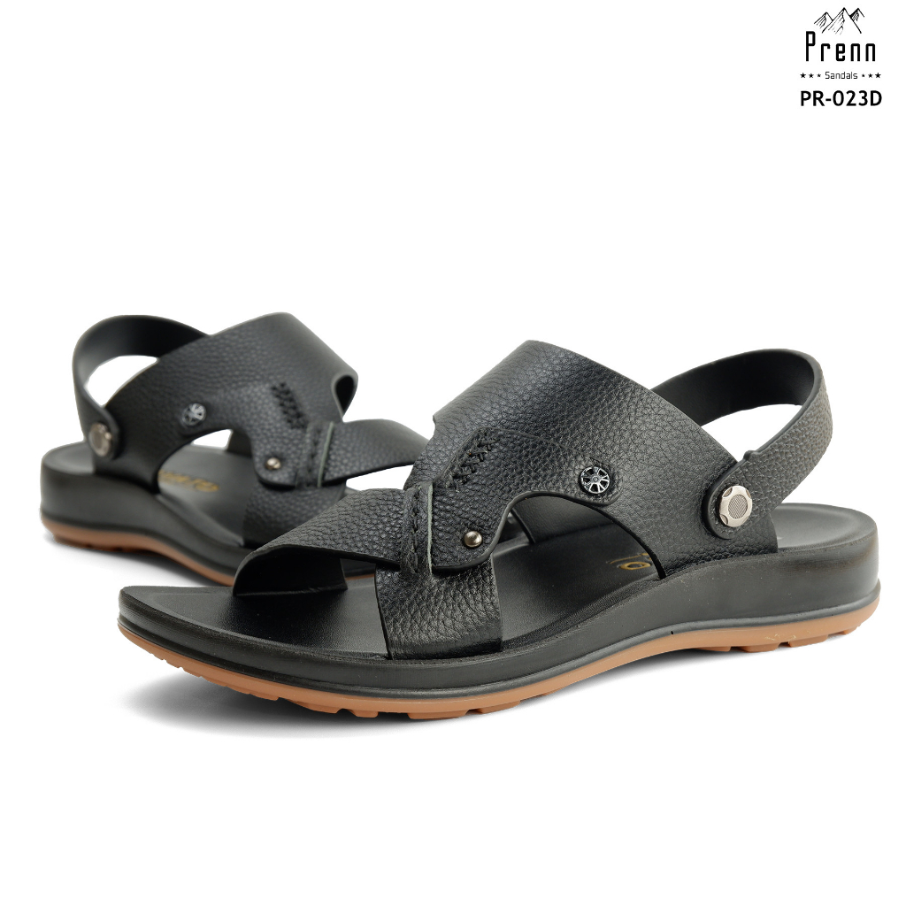 Dép da nam tuổi trung niên 100% da thật cao cấp, Đế cao su đúc gầm kếp chống trơn siêu bền đẹp