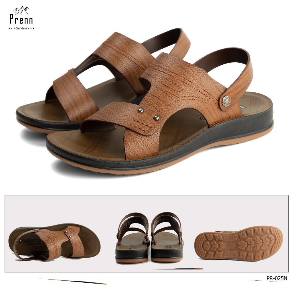 Dép da nam tuổi trung niên 100% da thật cao cấp, Đế cao su đúc gầm kếp chống trơn siêu bền đẹp