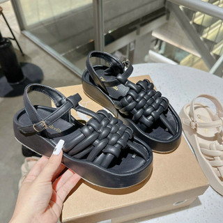 Giày Sandals Nữ Quai Ngang Phối Dây Đan Rọ Đế Cao 5cm Phong Cách Hàn Quốc Hàng Cao Cấp Êm Chân