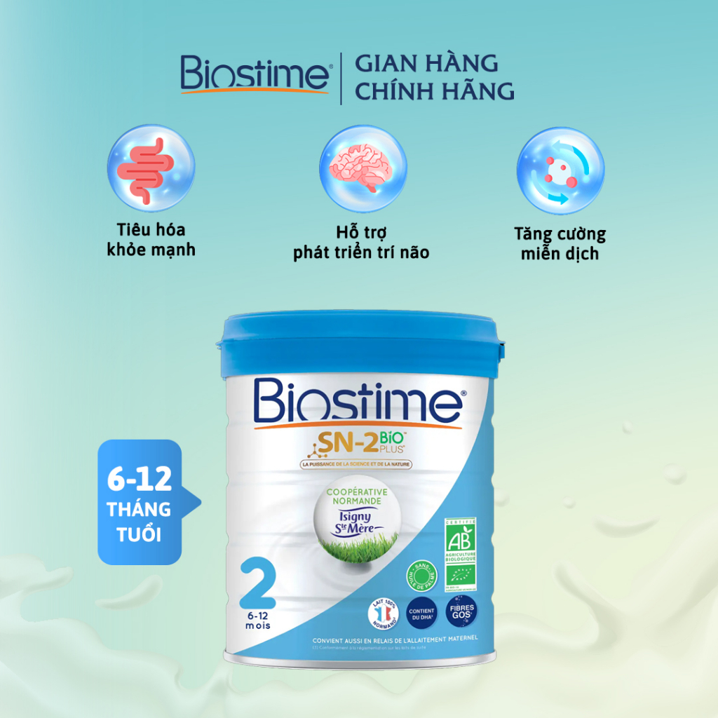 Sữa bò Biostime SN-2 Bio Plus Organic số 2 Hộp 800g