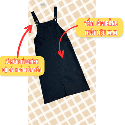 Set Váy Yếm Nữ Dài MILASU.Store, Váy Yếm Kaki Suông Dài Biggsize Sang Chảnh  495