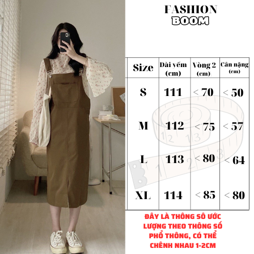 Set Váy Yếm Nữ Dài MILASU.Store, Váy Yếm Kaki Suông Dài Biggsize Sang Chảnh  495