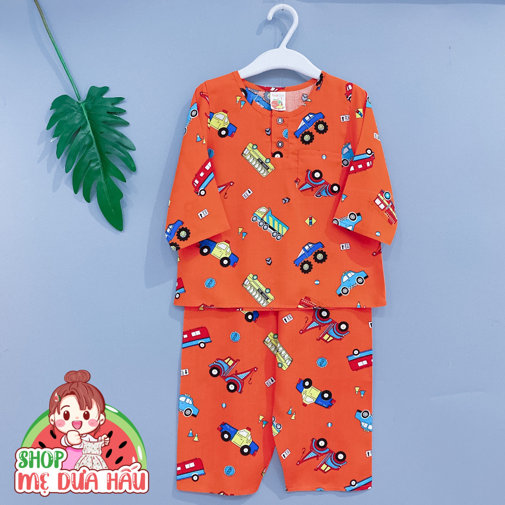 Bộ tole lanh dài tay bé trai bông chân size 6-21kg