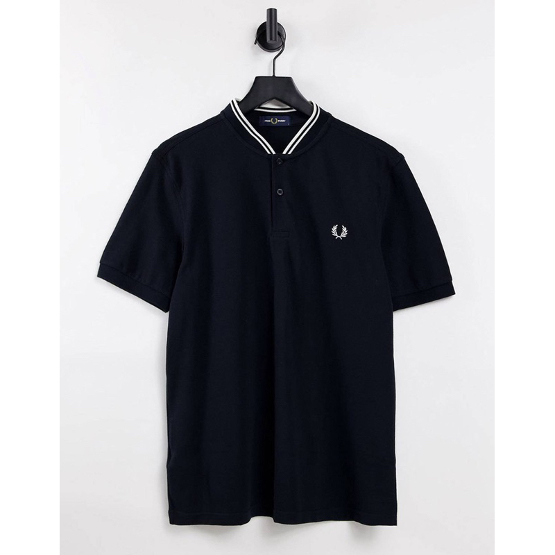 Áo polo nam cổ bomber, hoạ tiết kẻ, logo thêu chính hãng