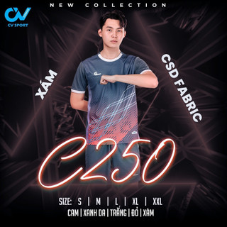 Quần áo bóng đá không logo cv c250 màu xám có in tên số