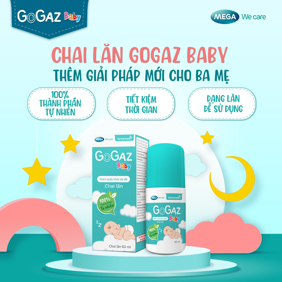 Chai lăn giảm đầy hơi, quấy khóc cho trẻ sơ sinh Mega We Care Gogaz Baby -Chính Hãng
