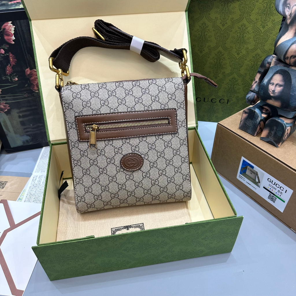 Túi cặp đeo chéo Gucci Messenger họa tiết monogram 23x21x4.5cm LA on web fullbox bill thẻ