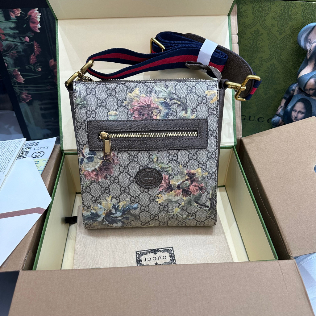 Túi cặp đeo chéo Gucci Messenger họa tiết monogram 23x21x4.5cm LA on web fullbox bill thẻ