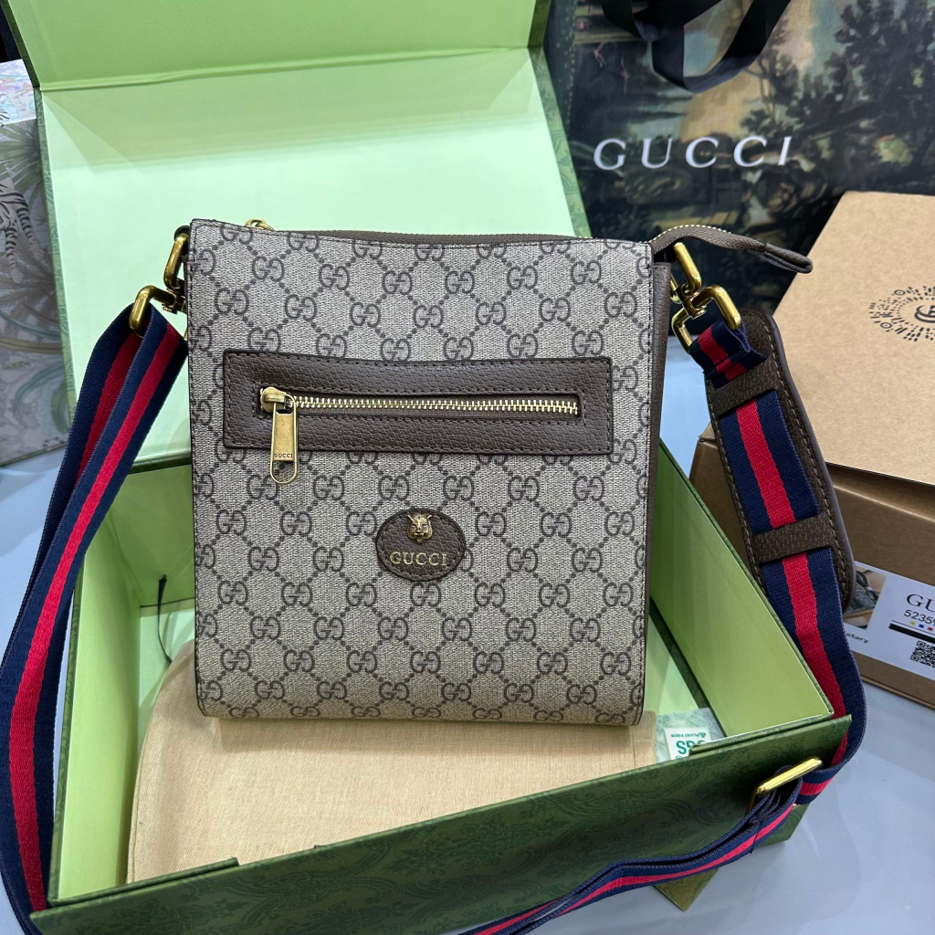 Túi cặp đeo chéo Gucci Messenger họa tiết monogram 23x21x4.5cm LA on web fullbox bill thẻ