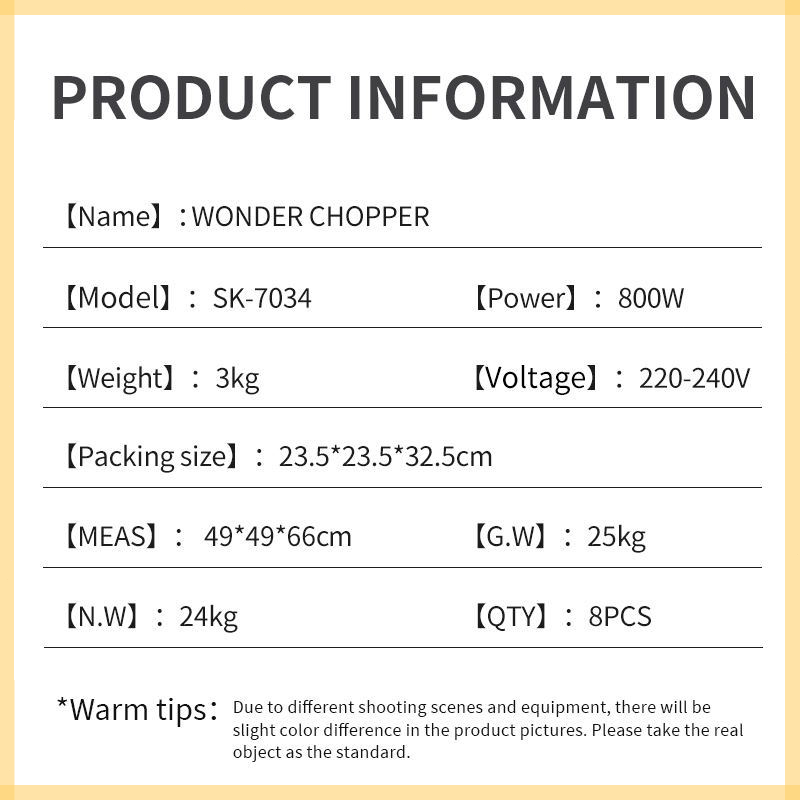 Máy Xay Thịt Đa Năng SOKANY 7034 - Cối Xay 3L, Công Suất 800W