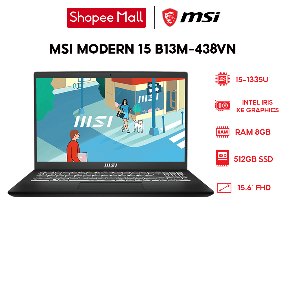 Laptop MSI Modern 15 B13M-438VN i5-1335U| 8GB| 512GB| 15.6'