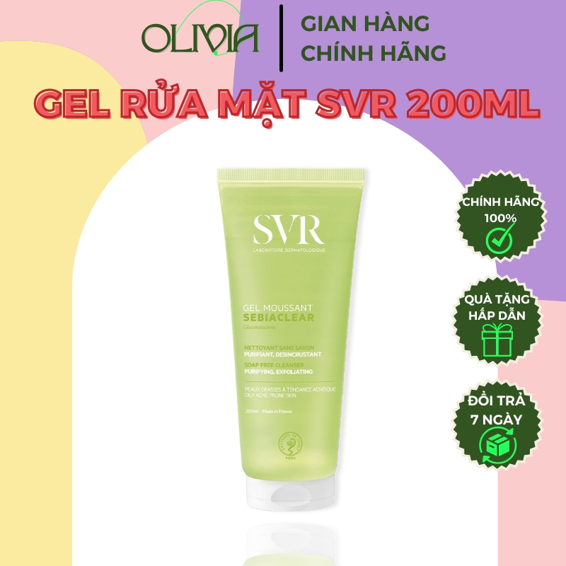 Sữa Rửa Mặt SVR Cho Da Dầu Mụn - SVR Sebiaclear Gel Moussant 200ml-400ml Loại Bỏ Tế Bào Da Chết SRM Hàng Chính Hãng