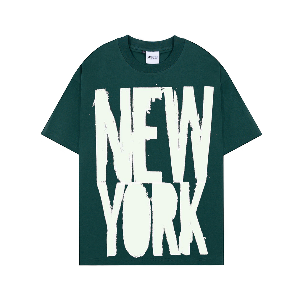 Áo thun The Xide áo phông unisex in chữ NEW YORK form rộng chất cotton 2 chiều định lượng 250gr co giãn