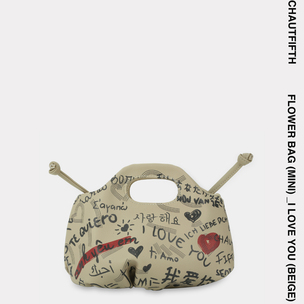 Túi xách MINI FLOWER họa tiết I Love You màu beige - CHAUTFIFTH