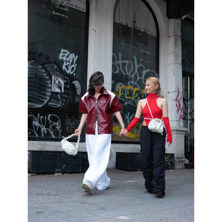 Túi xách MINI FLOWER họa tiết I Love You màu beige - CHAUTFIFTH