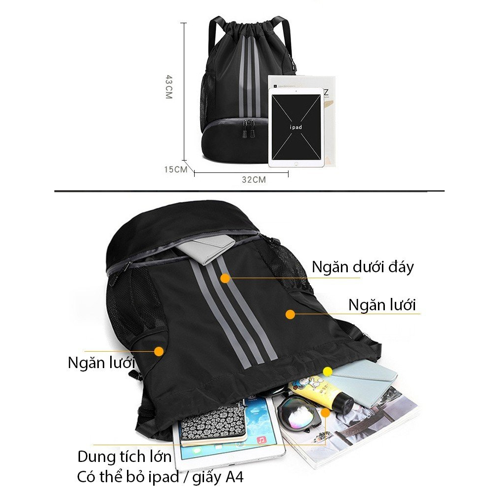 Balo thể thao kiểu dây rút có ngăn để giày