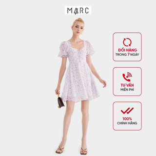 Đầm Mini MARC FASHION Họa Tiết Tay Phồng Cổ Tim Smocking Lưng - FASH060723