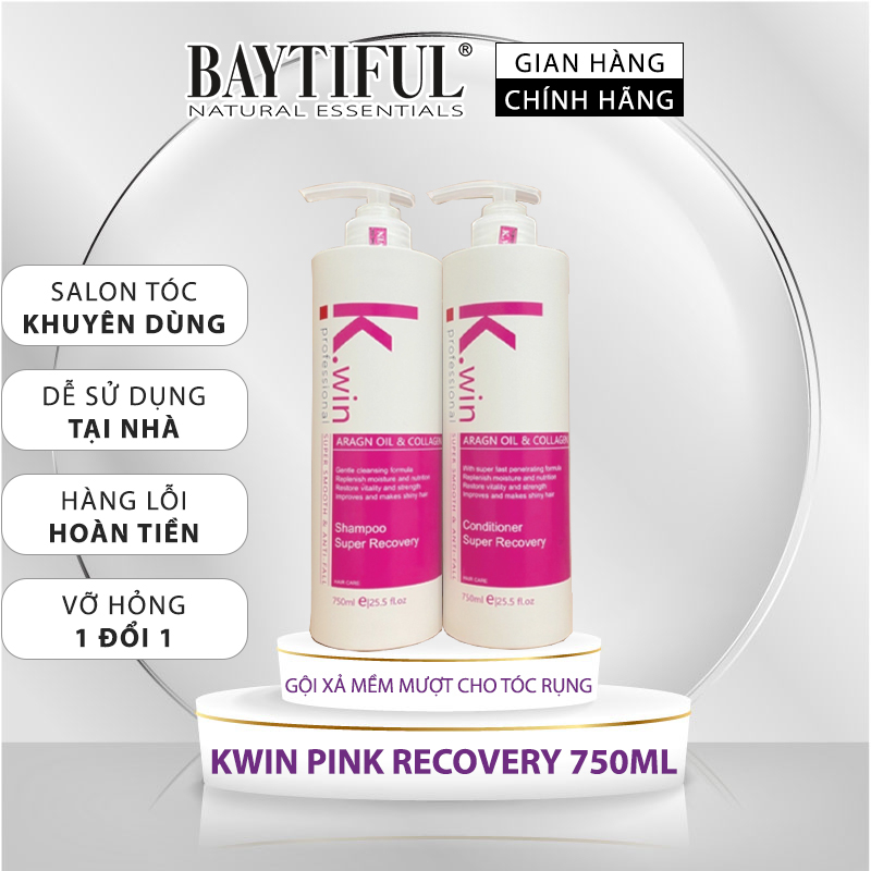 Dầu gội xả cặp dưỡng tóc mượt, ngăn ngừa chống rụng tóc Kwin pink super smoothing and anti-fall 750ml chống gầu ngứa dầu