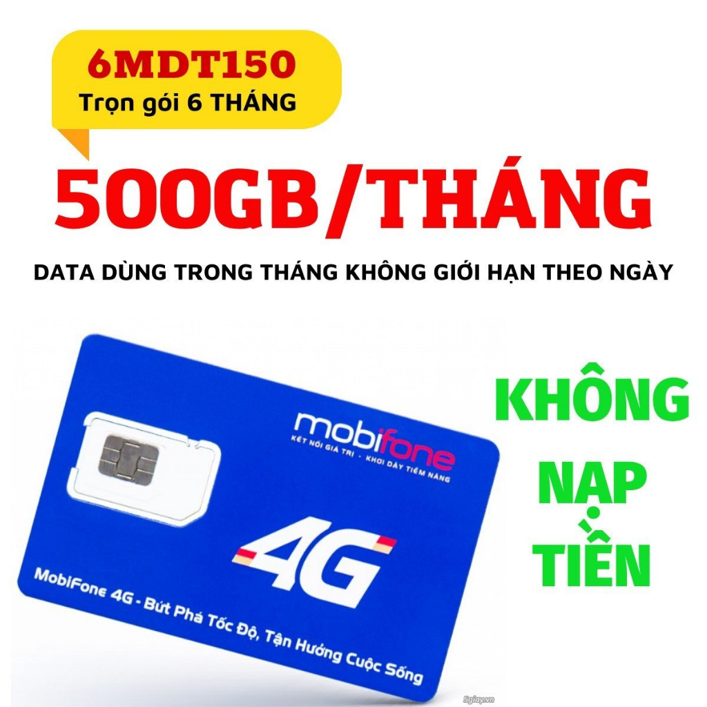 Sim 4G Mobifone 500GB/tháng (có eSIM) - Thích hợp phát WIFI - Trọn gói 1 Năm KHÔNG NẠP TIỀN | MDT150 6MDT150 12MDT150