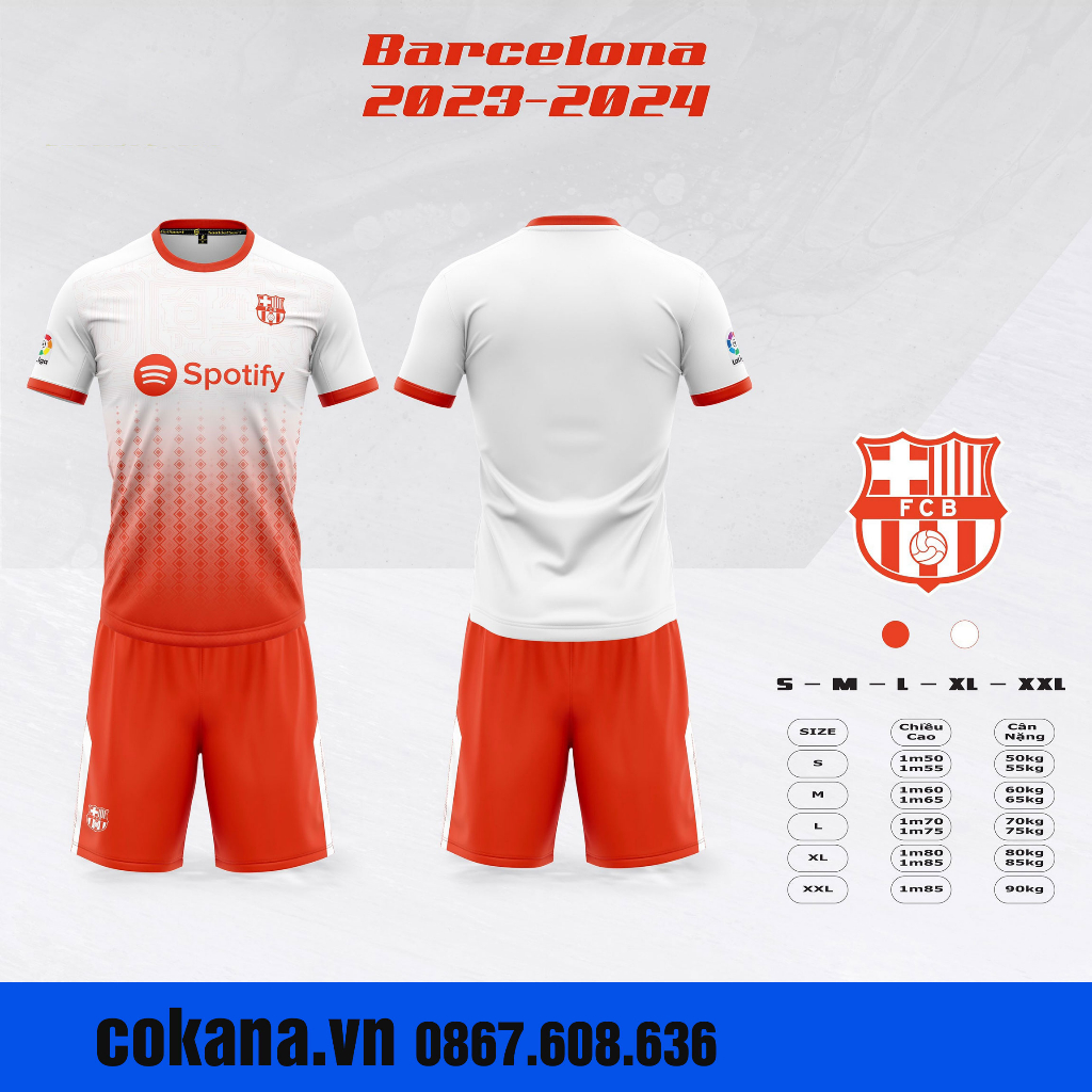 ÁO BÓNG ĐÁ CLB BARCA FULL MẪU 2024 - BỘ QUẦN ÁO BÓNG ĐÁ CLB BARCA MỚI 2024 THUN LẠNH #COKANA
