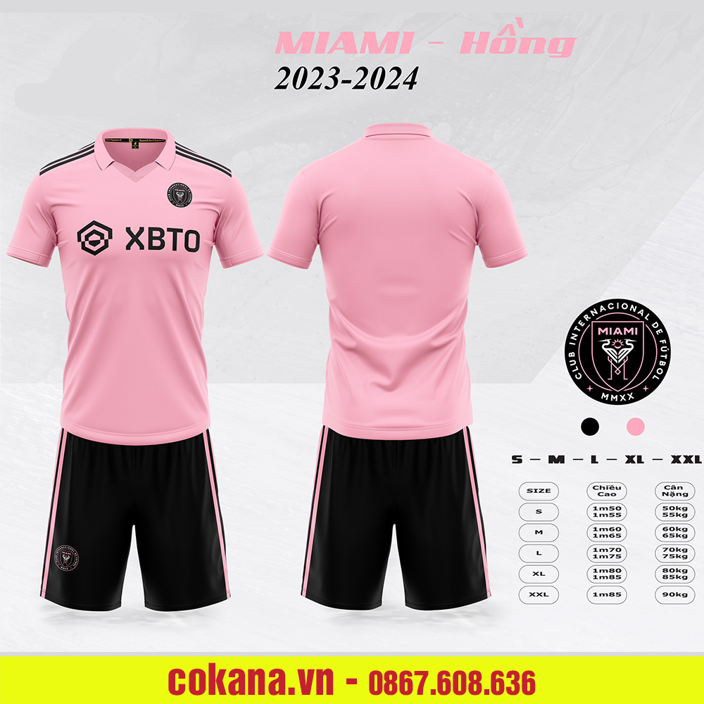 ÁO BÓNG ĐÁ CLB INTER MIAMI THUN LẠNH 2024 - BỘ QUẦN ÁO BÓNG ĐÁ CLB INTER MIAMI HỒNG,ĐEN 2024 #COKANA