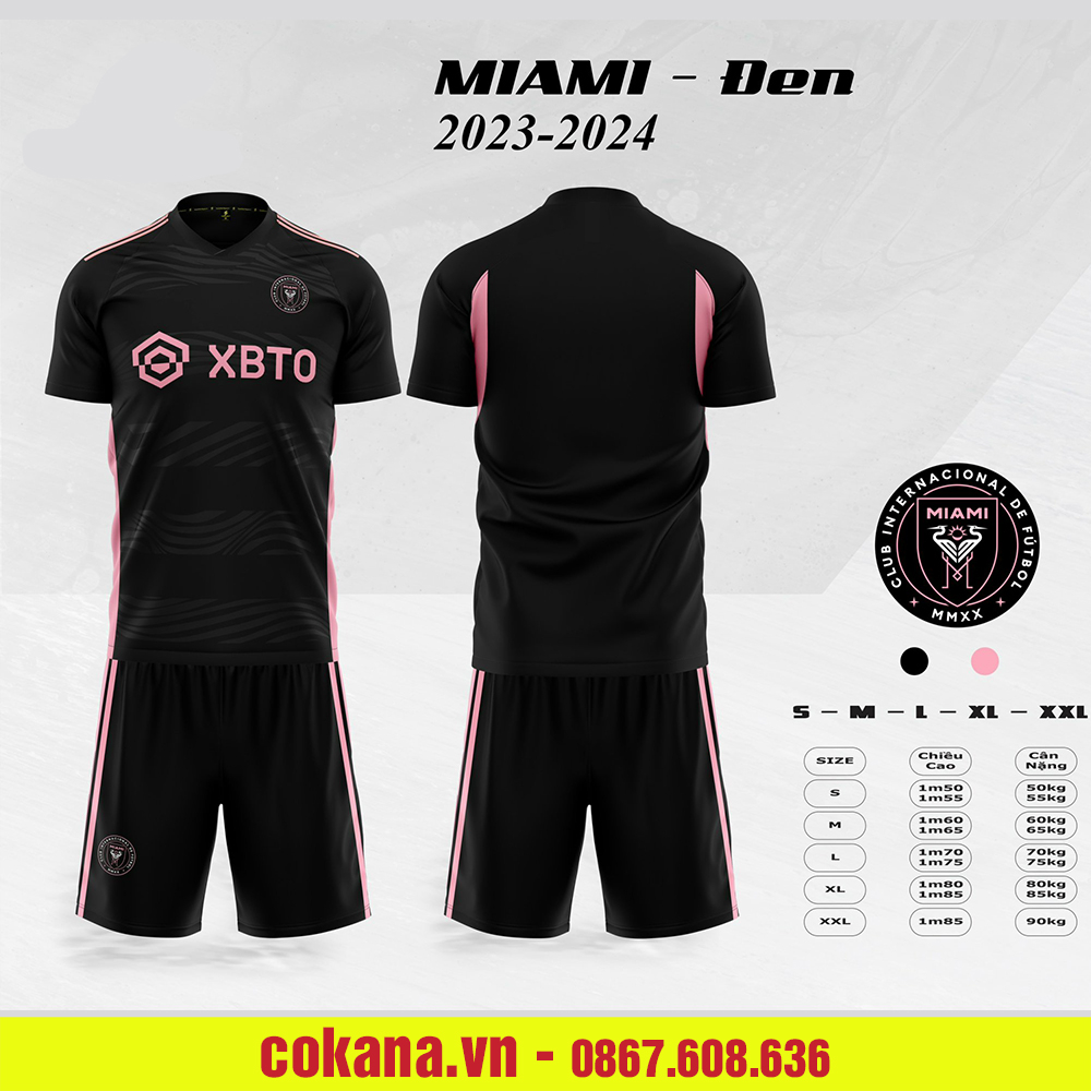 ÁO BÓNG ĐÁ CLB INTER MIAMI THUN LẠNH 2024 - BỘ QUẦN ÁO BÓNG ĐÁ CLB INTER MIAMI HỒNG,ĐEN 2024 #COKANA
