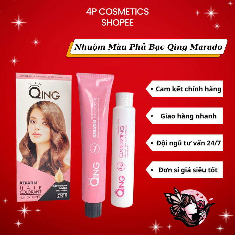 Thuốc Nhuộm Tóc Phủ Bạc Qing Marado 100Ml - Không Dính Da Đầu, Lên Màu Sau 10 Phút, Bền Màu, Phủ Màu Tuyệt Đối