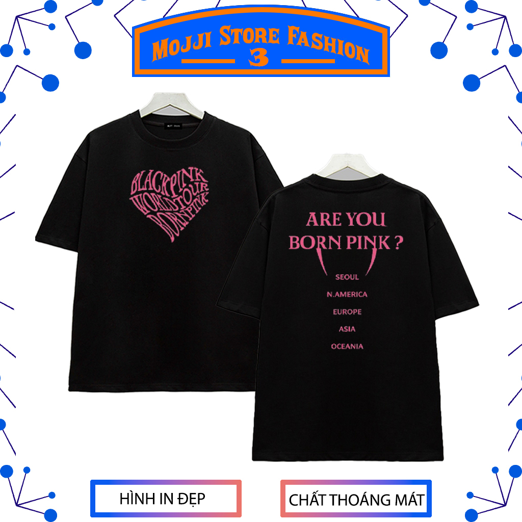 Áo thun đen trắng nam nữ Blackpink - Born Pink - chất thun thoáng mát