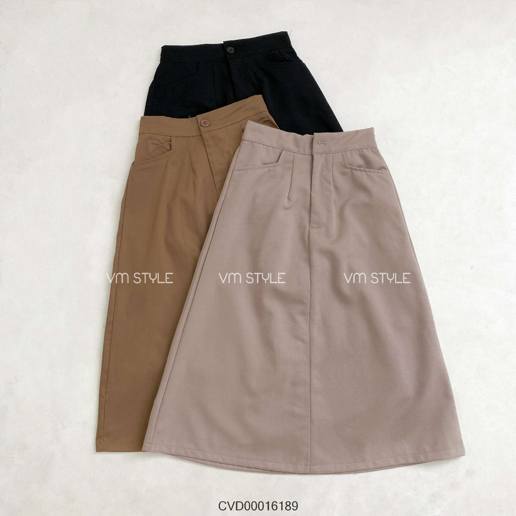 Chân váy dài VM Shop chữ A kaki ulzzang Hàn Quốc, chân váy nữ màu trơn CVD00016